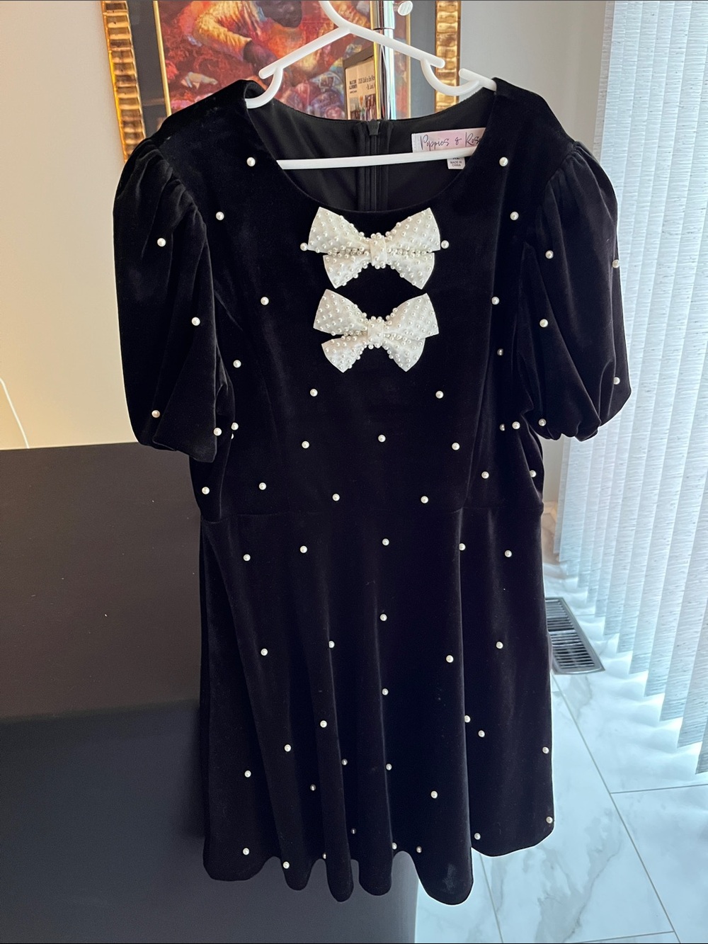 Velvet Pearl-Embellished Dress